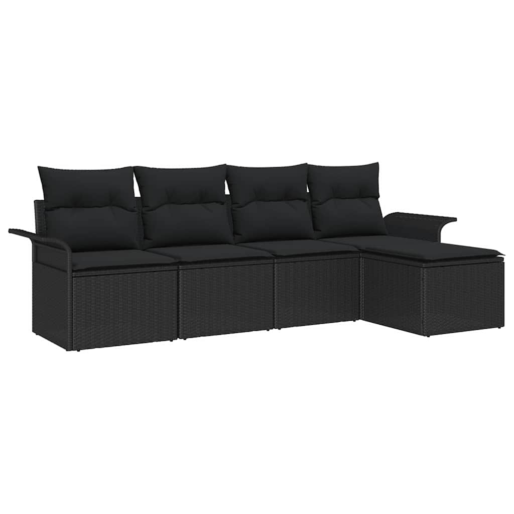 Sjedeća garnitura za vrt 5 kom. Crna poliratan 251 x 117 x 69 cm