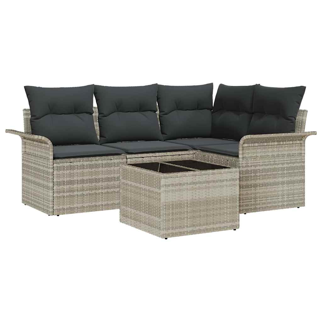 Sjedeća garnitura za vrt 5 kom. Svijetlo siva poliratan 187,5 x 132,5 x 69 cm