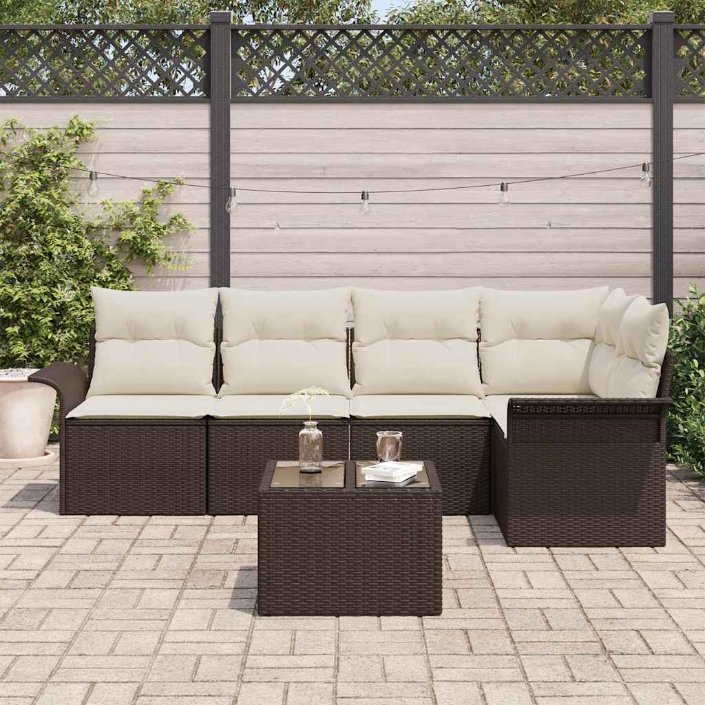 Sjedeća garnitura za vrt s pohranom 6 pcs Smeđa poliratan
