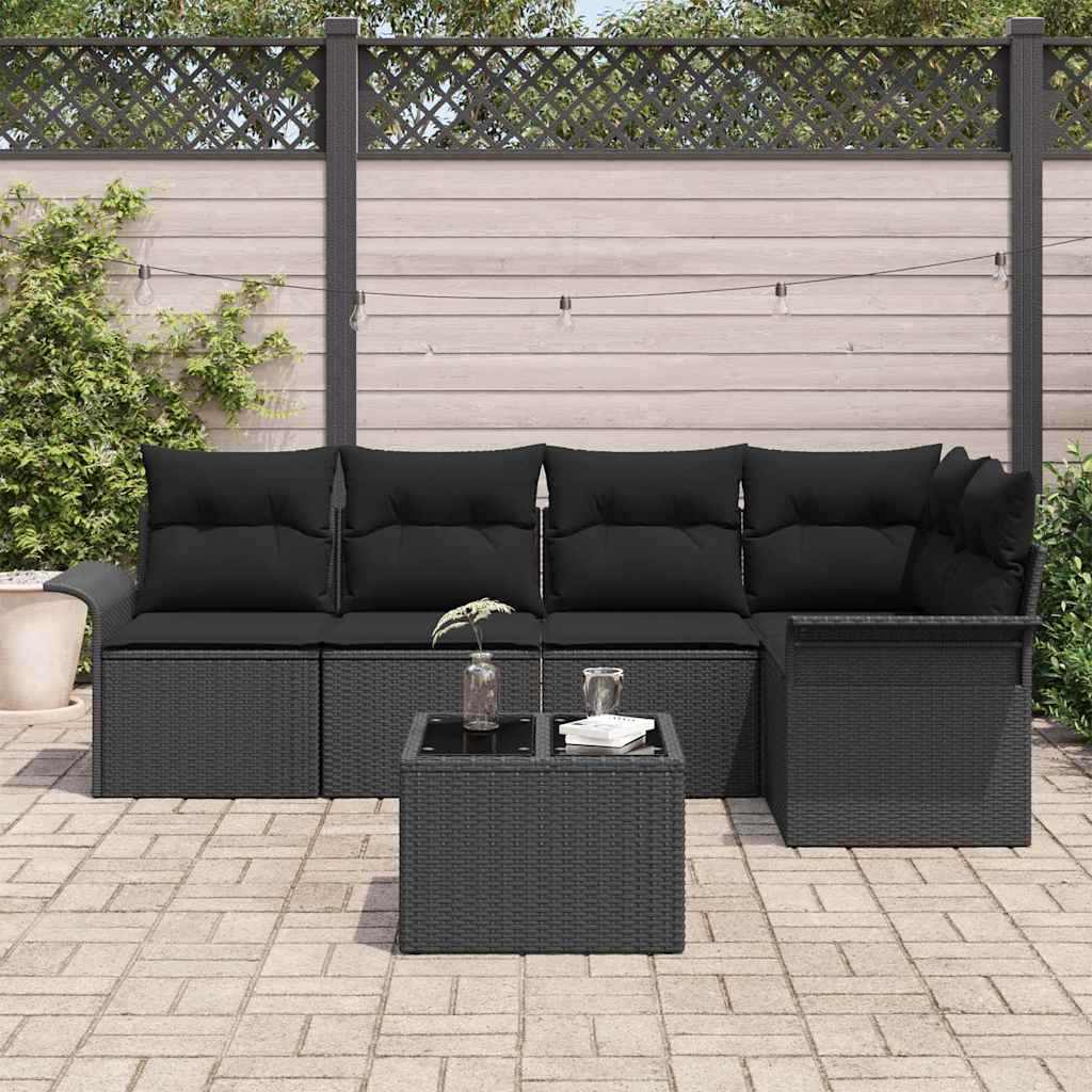 Sjedeća garnitura za vrt 6 kom. Crna poliratan 242,5 x 132,5 x 69 cm