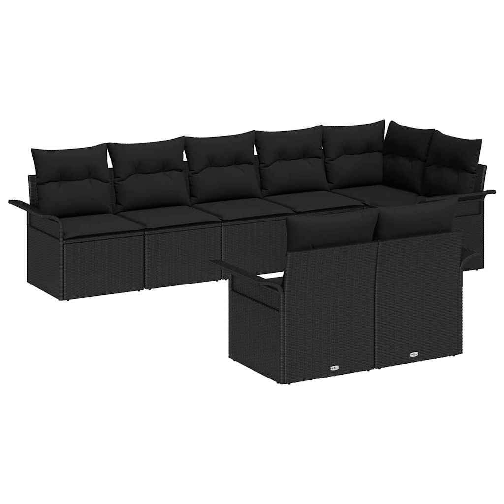 Sjedeća garnitura za vrt s pohranom 8 pcs Crna poliratan