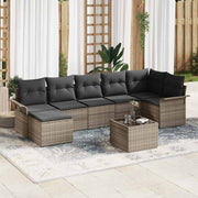 Sjedeća garnitura za vrt 8 kom. Siva poliratan 297,5 x 132,5 x 69 cm