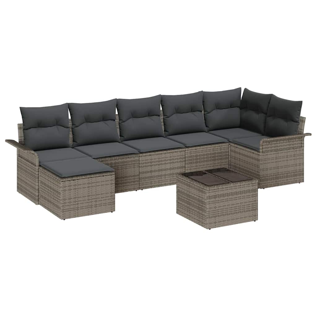 Sjedeća garnitura za vrt 8 kom. Siva poliratan 297,5 x 132,5 x 69 cm