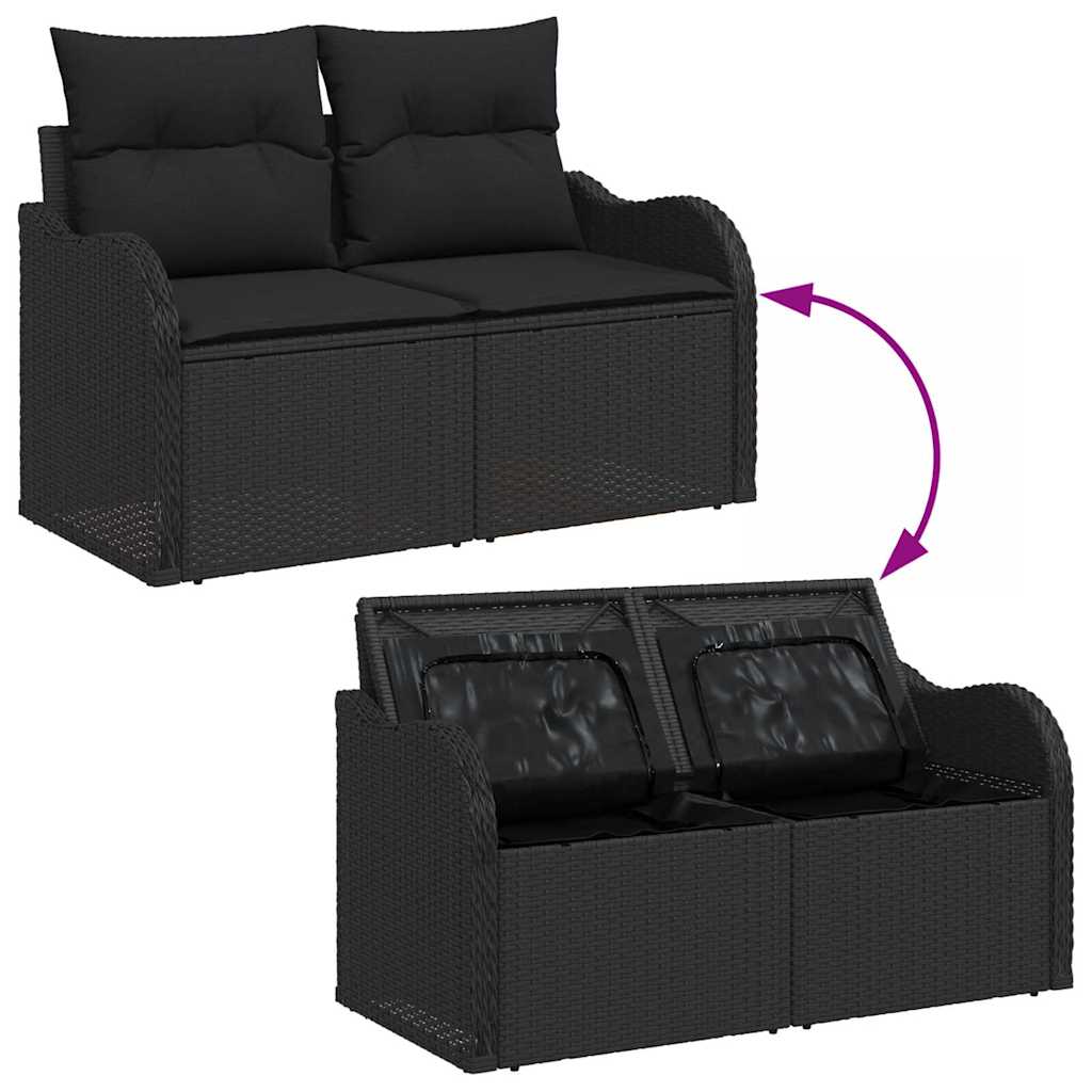 Sjedeća garnitura za vrt s pohranom 3 pcs Crna Poli ratan