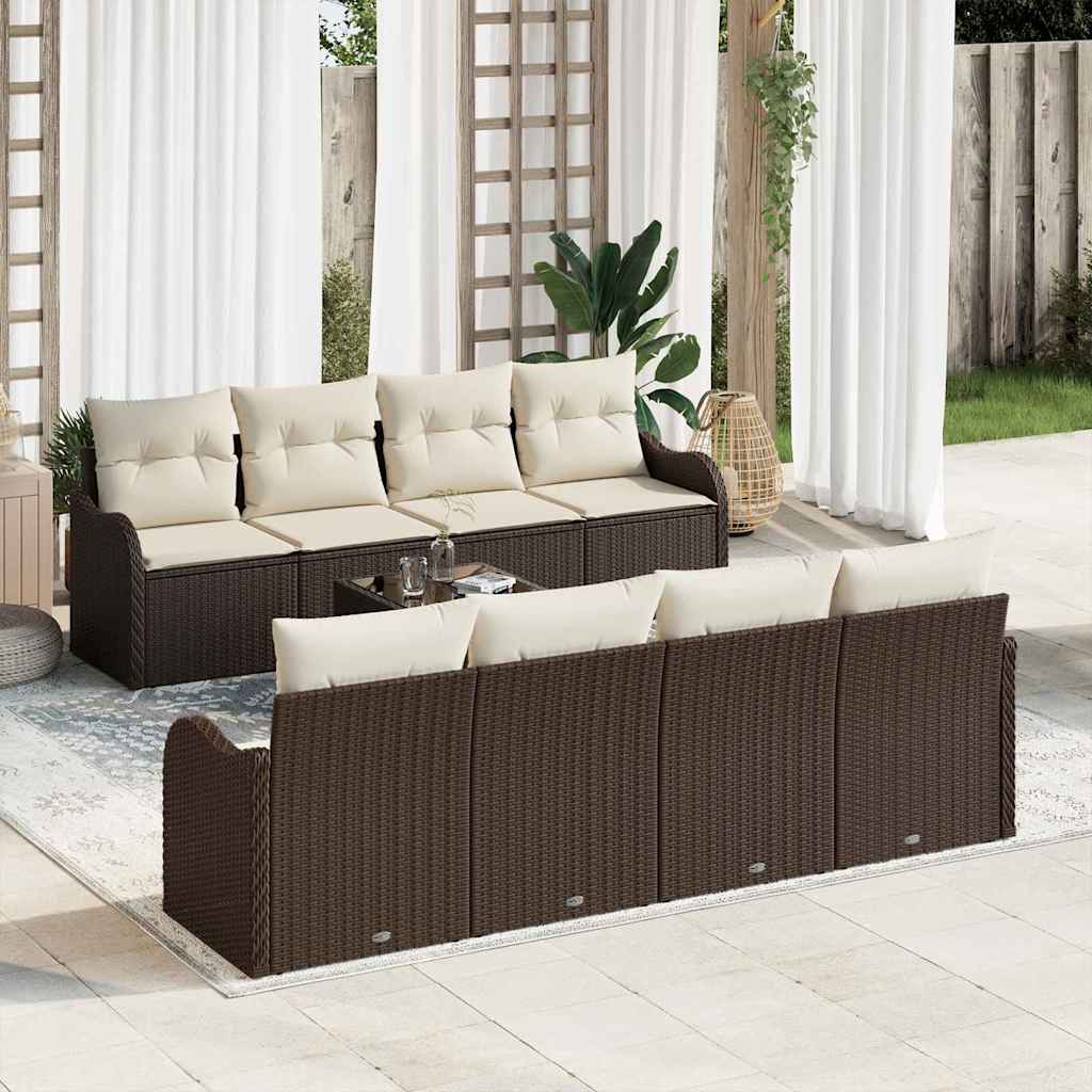 Sjedeća garnitura za vrt 9 kom. 8-Broj sjedala Smeđa i krem 231 x 62 x 85 cm