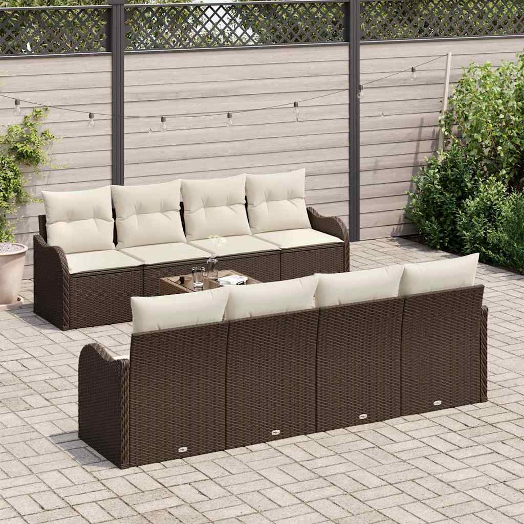 Sjedeća garnitura za vrt 9 kom. 8-Broj sjedala Smeđa i krem 231 x 62 x 85 cm