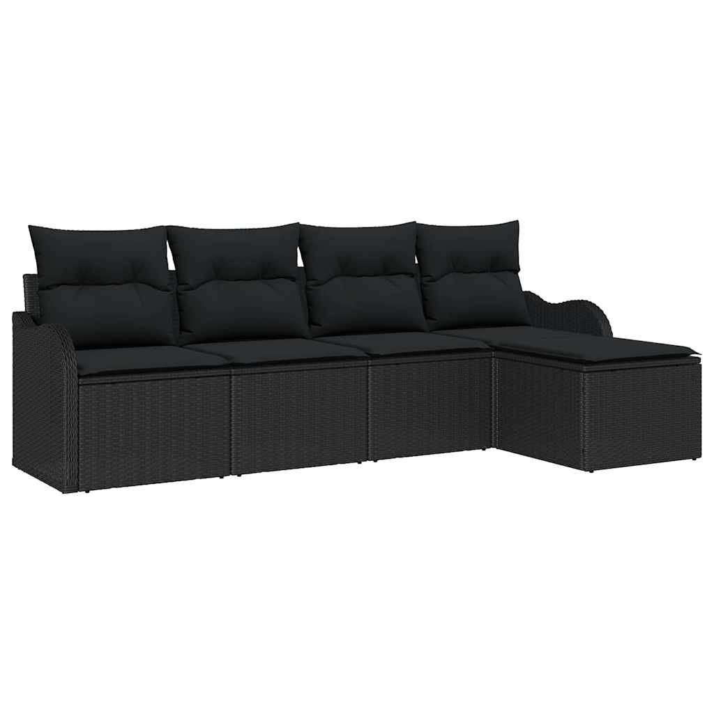 Sjedeća garnitura za vrt 5 kom. Crna poliratan 231 x 117 x 69 cm