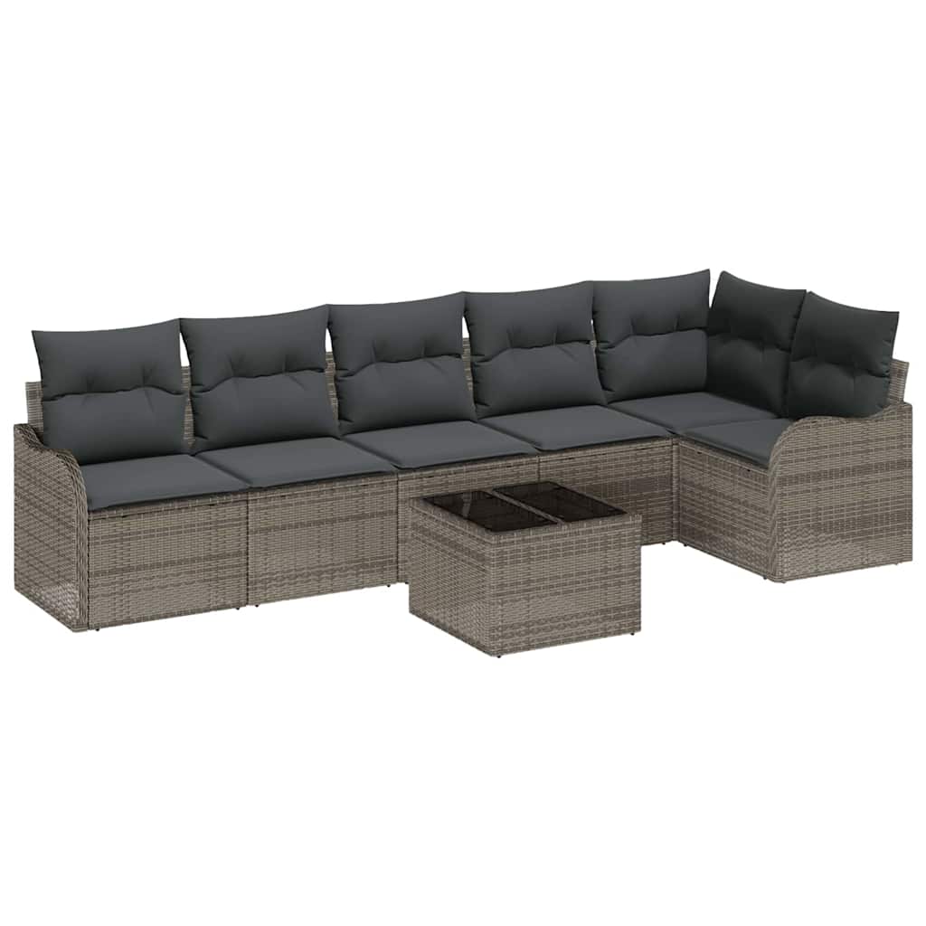 Sjedeća garnitura za vrt 7 kom. Crna poliratan Siva 287,5 x 122,5 x 69 cm