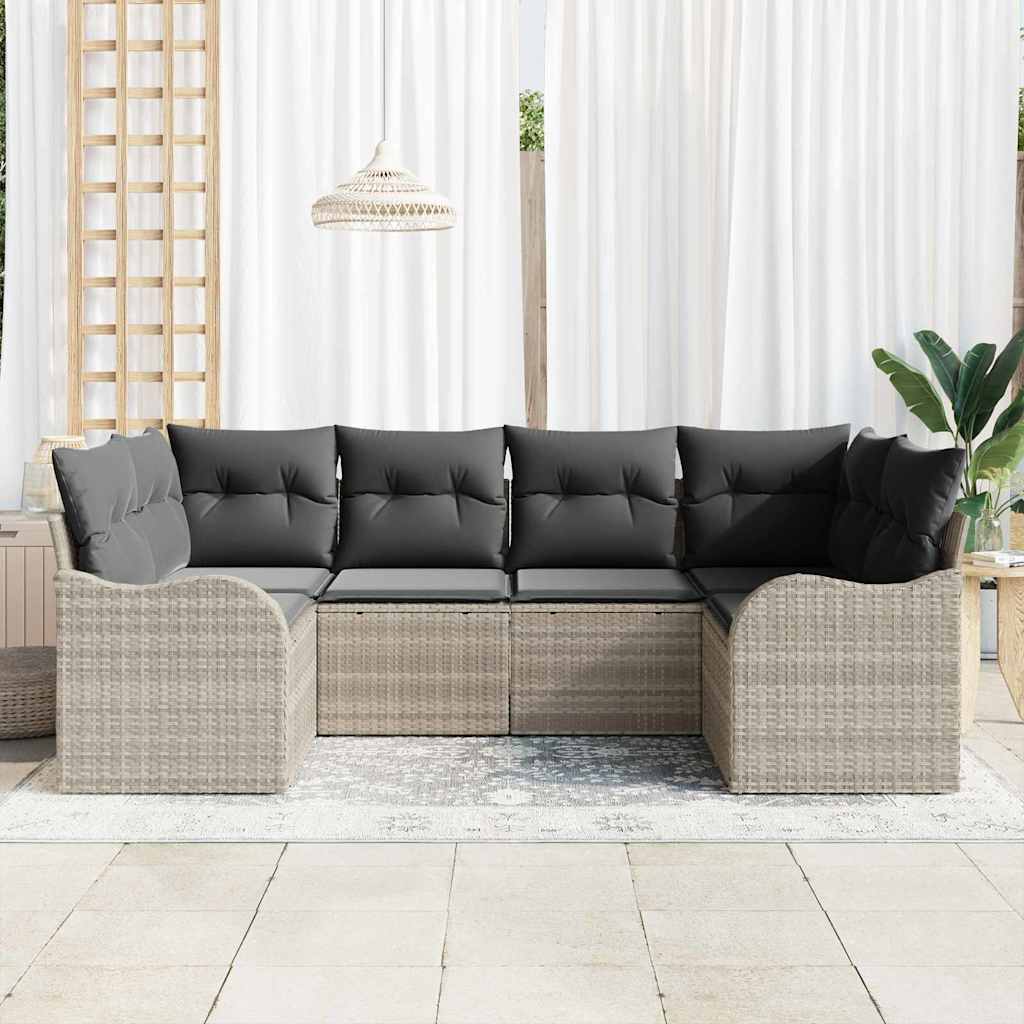 Sjedeća garnitura za vrt 6 kom. Svjetlosiva Poli ratan 121 x 61.5 x 69 cm