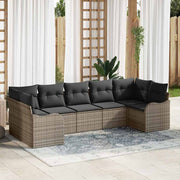 Sjedeća garnitura za vrt 7 kom. Siva Poli ratan 121 x 61,5 x 69 cm
