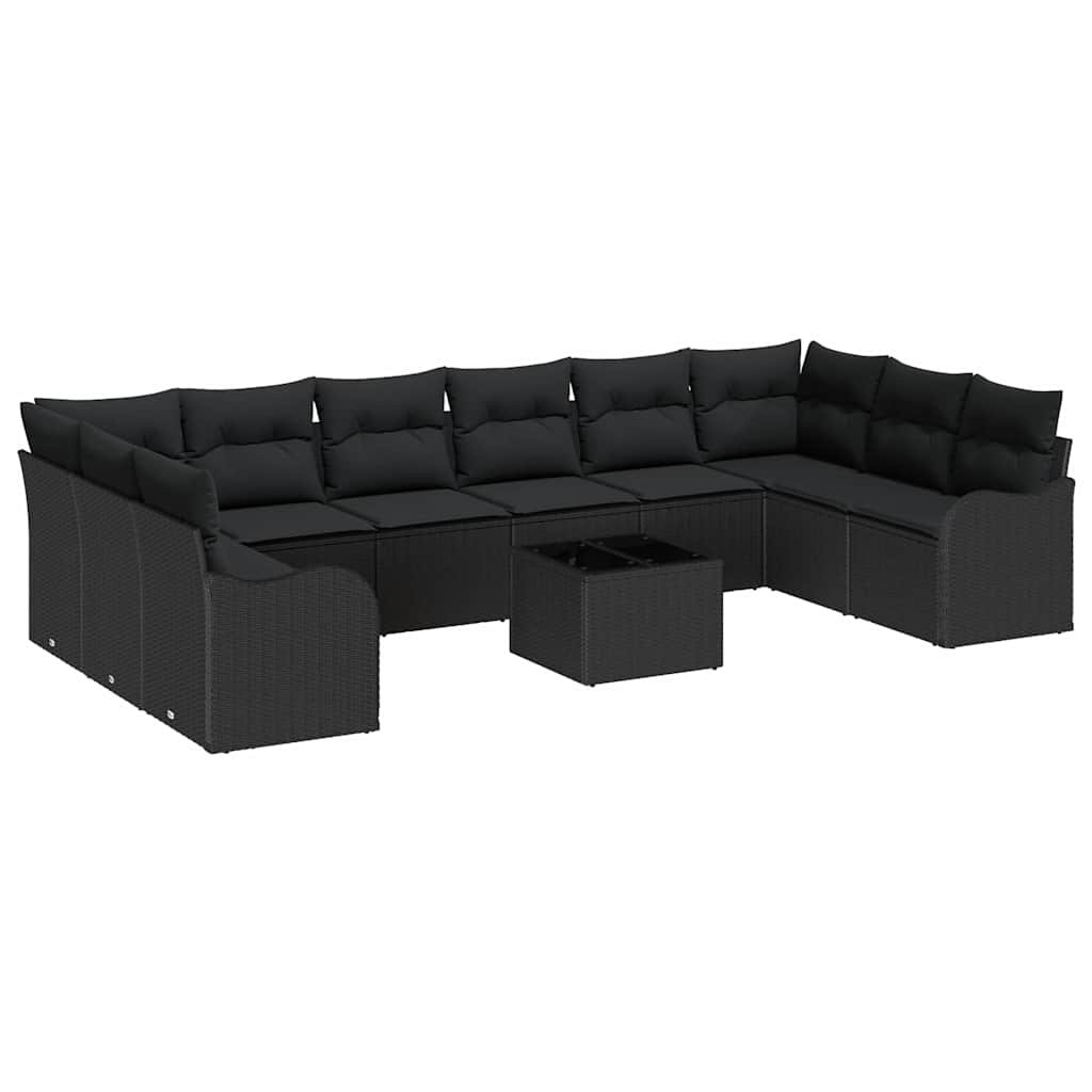 Sjedeća garnitura za vrt 11 kom. Crna poliratan 344 x 177.5 x 69 cm