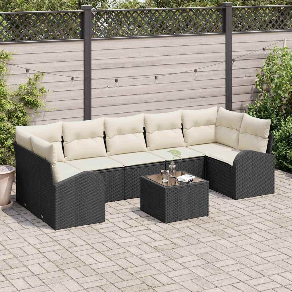 Sjedeća garnitura za vrt 8 pcs Crna i Krema 289 x 124 x 69 cm
