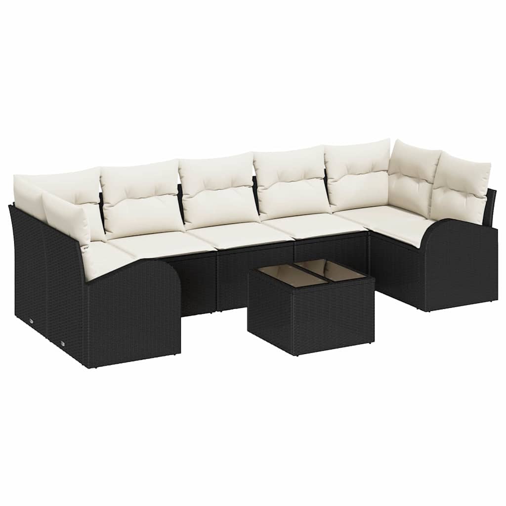 Sjedeća garnitura za vrt 8 pcs Crna i Krema 289 x 124 x 69 cm