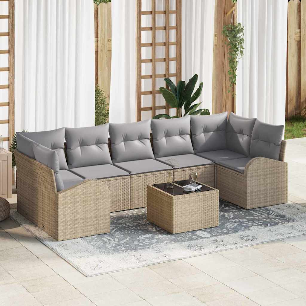 Sjedeća garnitura za vrt 8 pcs Bež i siva 289 x 124 x 69 cm