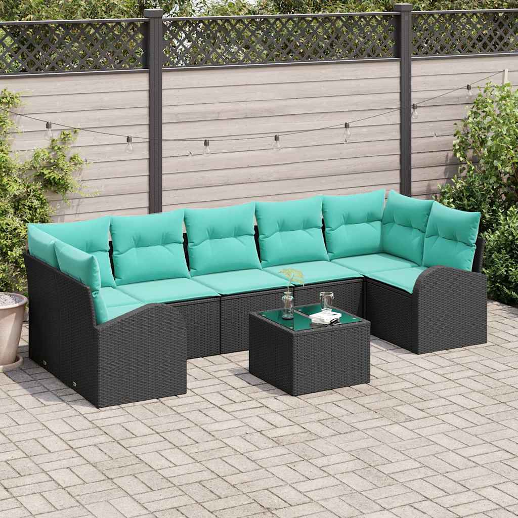 Sjedeća garnitura za vrt 8 kom. 7-Broj sjedala Crna i Tirkizna 289 x 124 x 69 cm