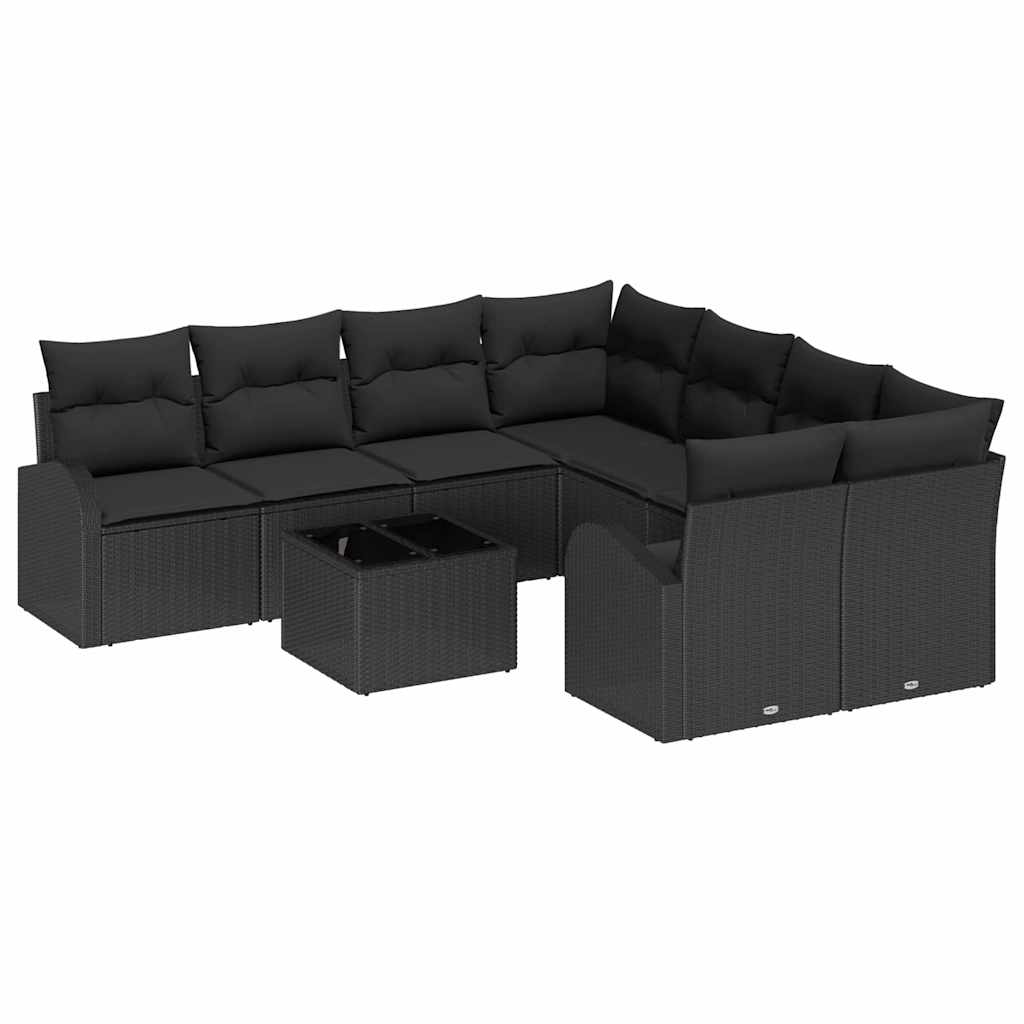 Set sofe s jastukom s pohranom 9 pcs Crna poliratan
