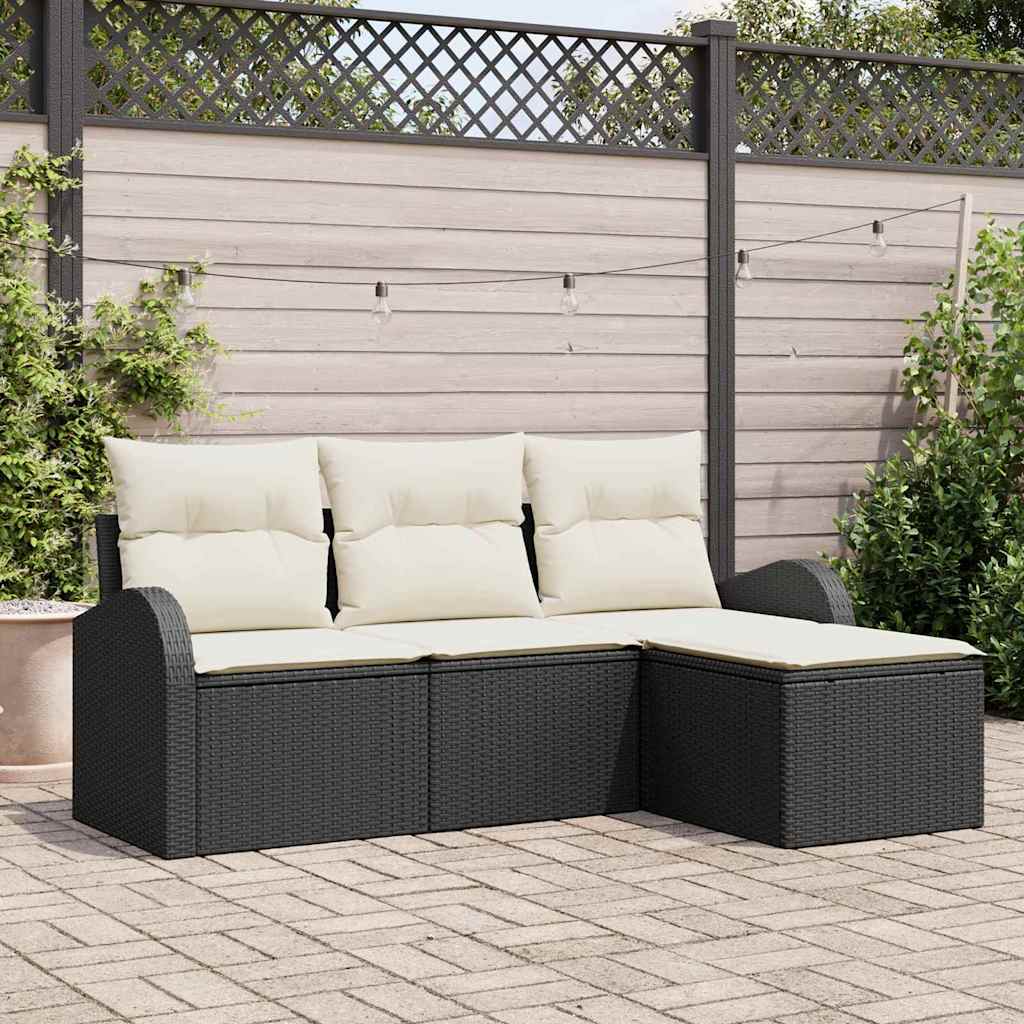 Set sofe s jastukom s pohranom 4 pcs Crna i bijela poliratan
