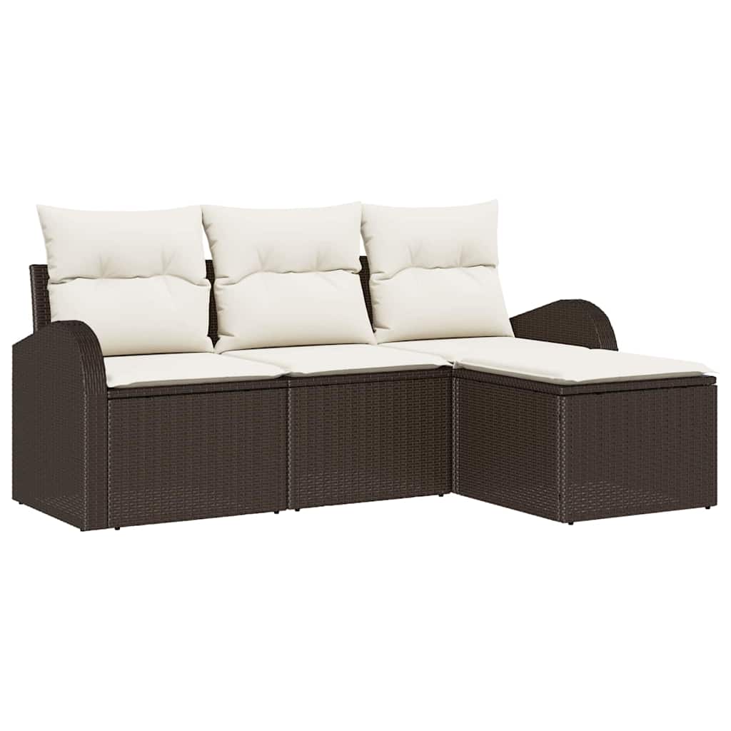 Set sofe s jastukom s pohranom 4 pcs Smeđa i bijela poliratan