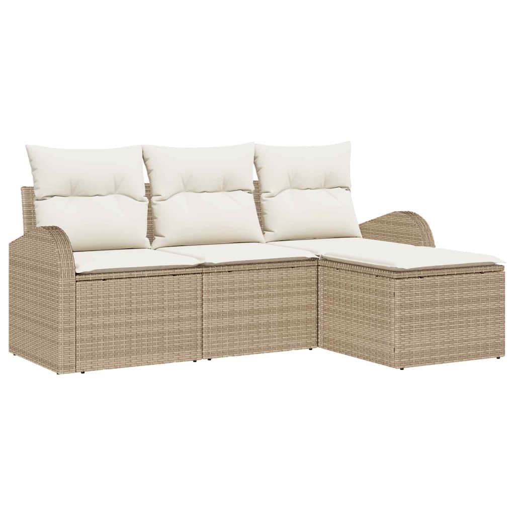 Set sofe s jastukom s pohranom 4 pcs Bež i Bijela poliratan