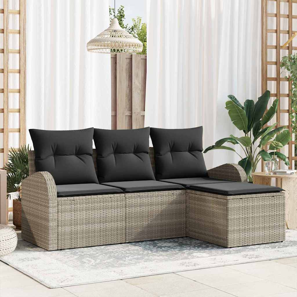 Set sofe s jastukom s pohranom 4 pcs Svijetlo siva poliratan
