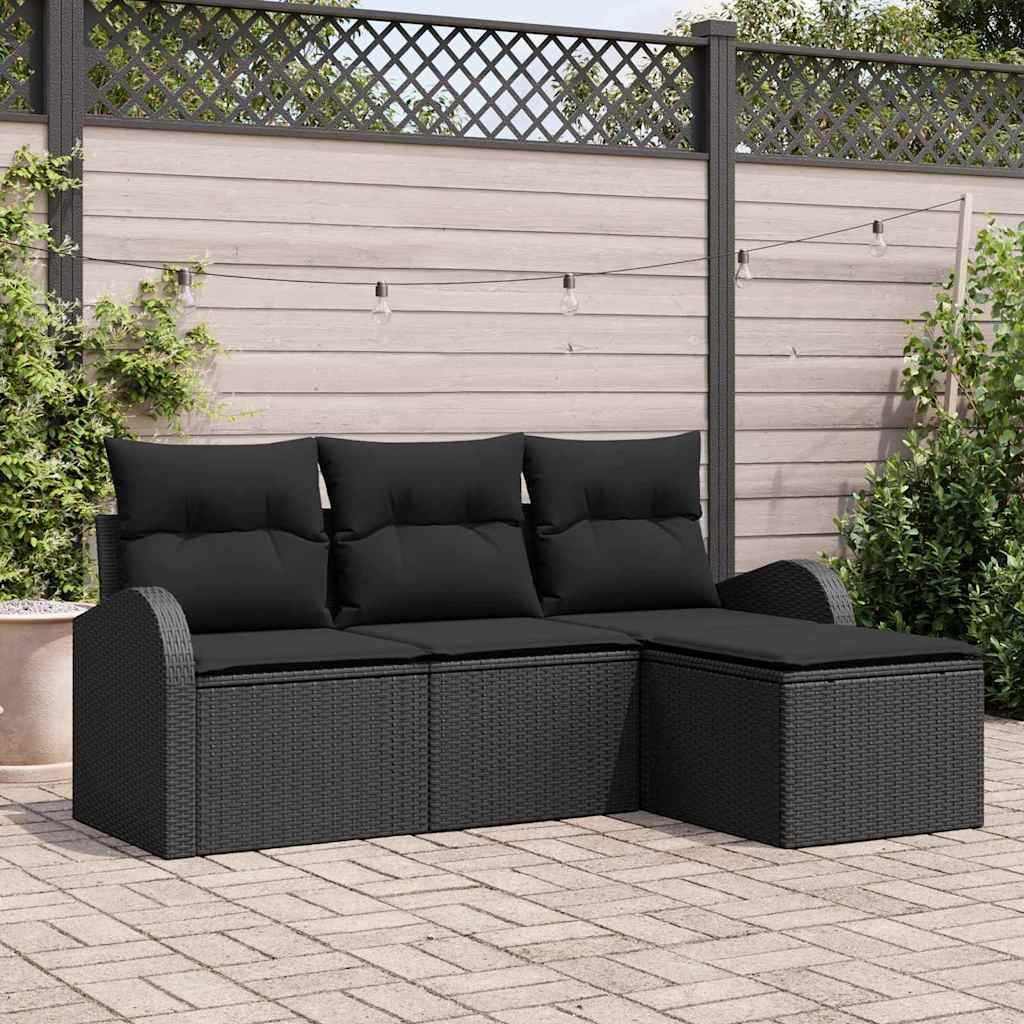 Set sofe s jastukom s pohranom 4 pcs Crna poliratan