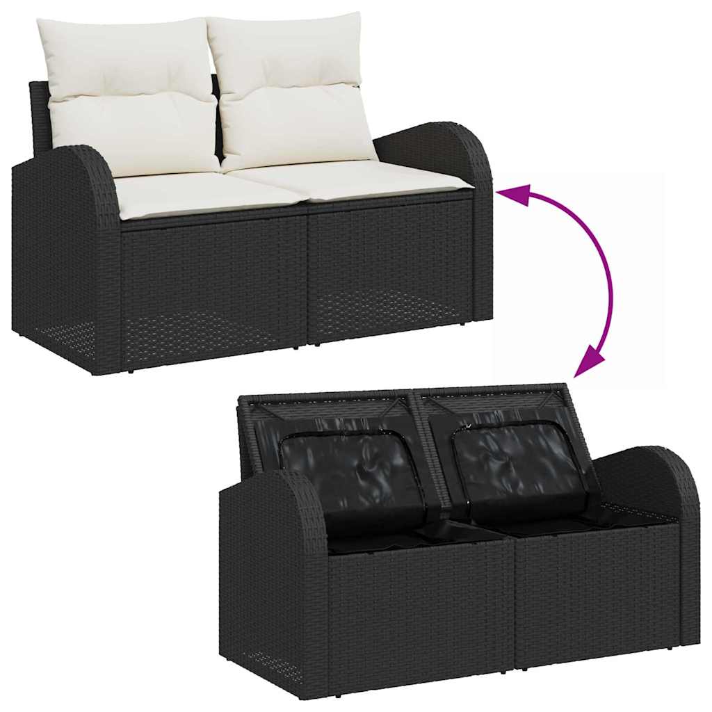 Set sofe s jastukom s pohranom 6 pcs Crna i bijela poliratan