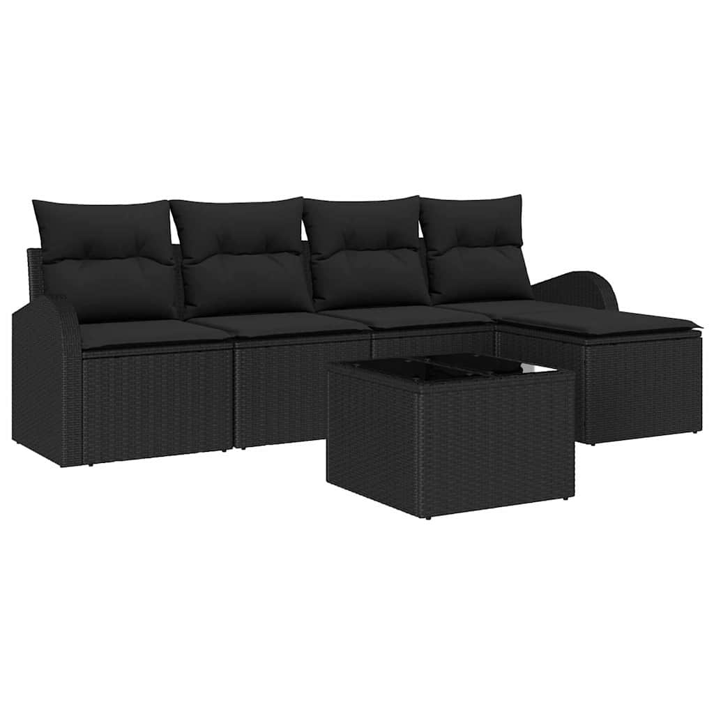 Set sofe s jastukom s pohranom 6 pcs Crna poliratan
