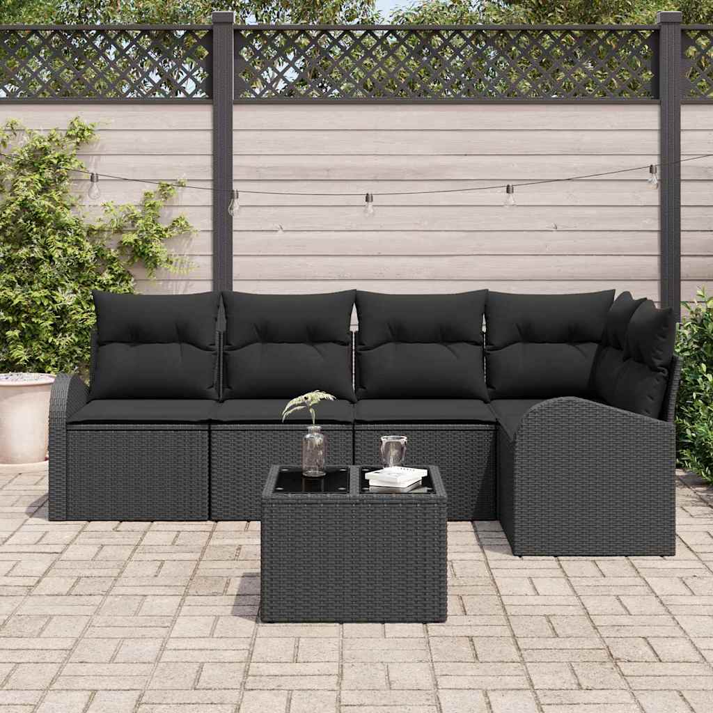 Sjedeća garnitura za vrt 6 kom. Crna poliratan 234 x 124 x 85 cm