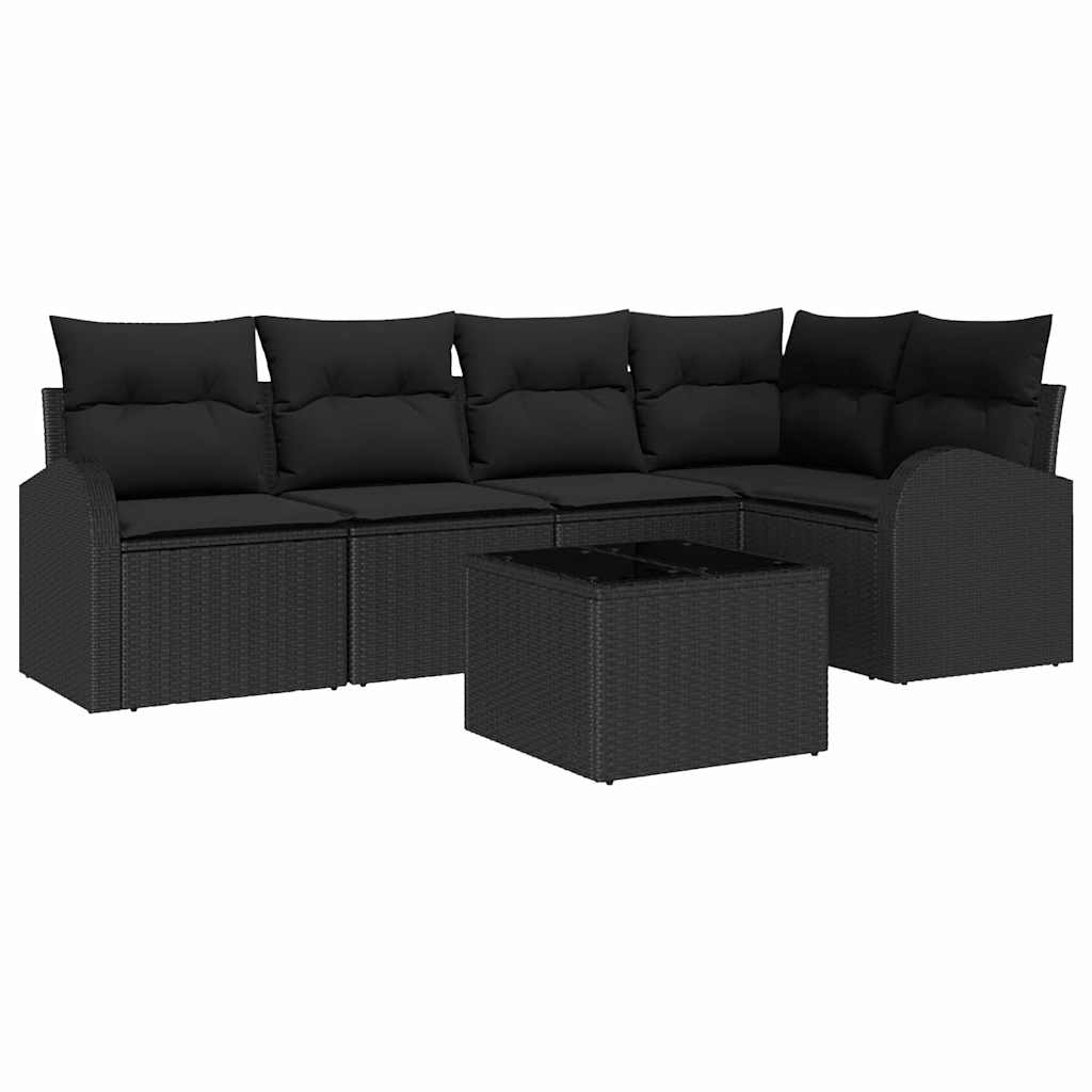 Sjedeća garnitura za vrt 6 kom. Crna poliratan 234 x 124 x 85 cm