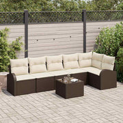 Sjedeća garnitura za vrt 7 pcs Smeđa i bijela poliratan