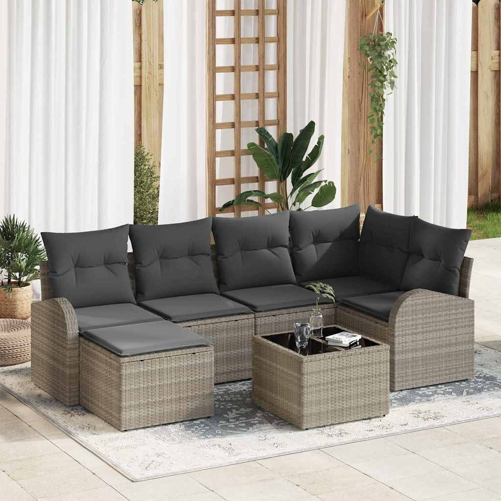 Set sofe s jastukom s pohranom 7 pcs Svijetlo siva poliratan