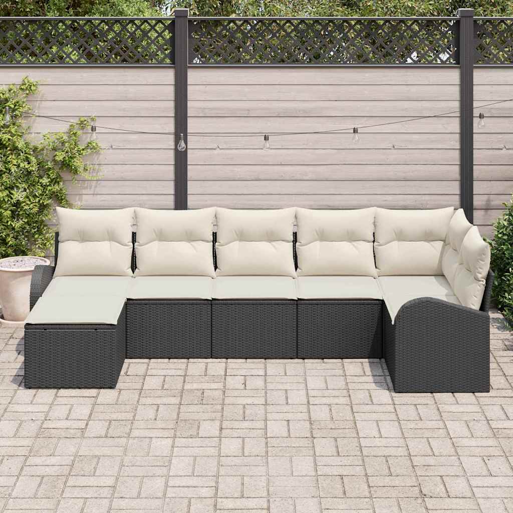 Set sofe s jastukom s pohranom 7 pcs Crna poliratan