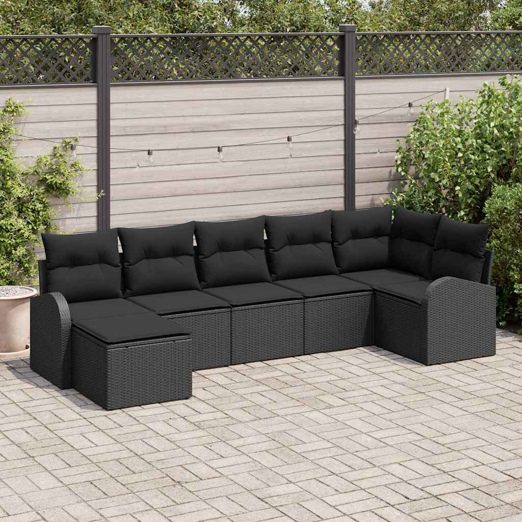 Set sofe s jastukom s pohranom 7 pcs Crna poliratan