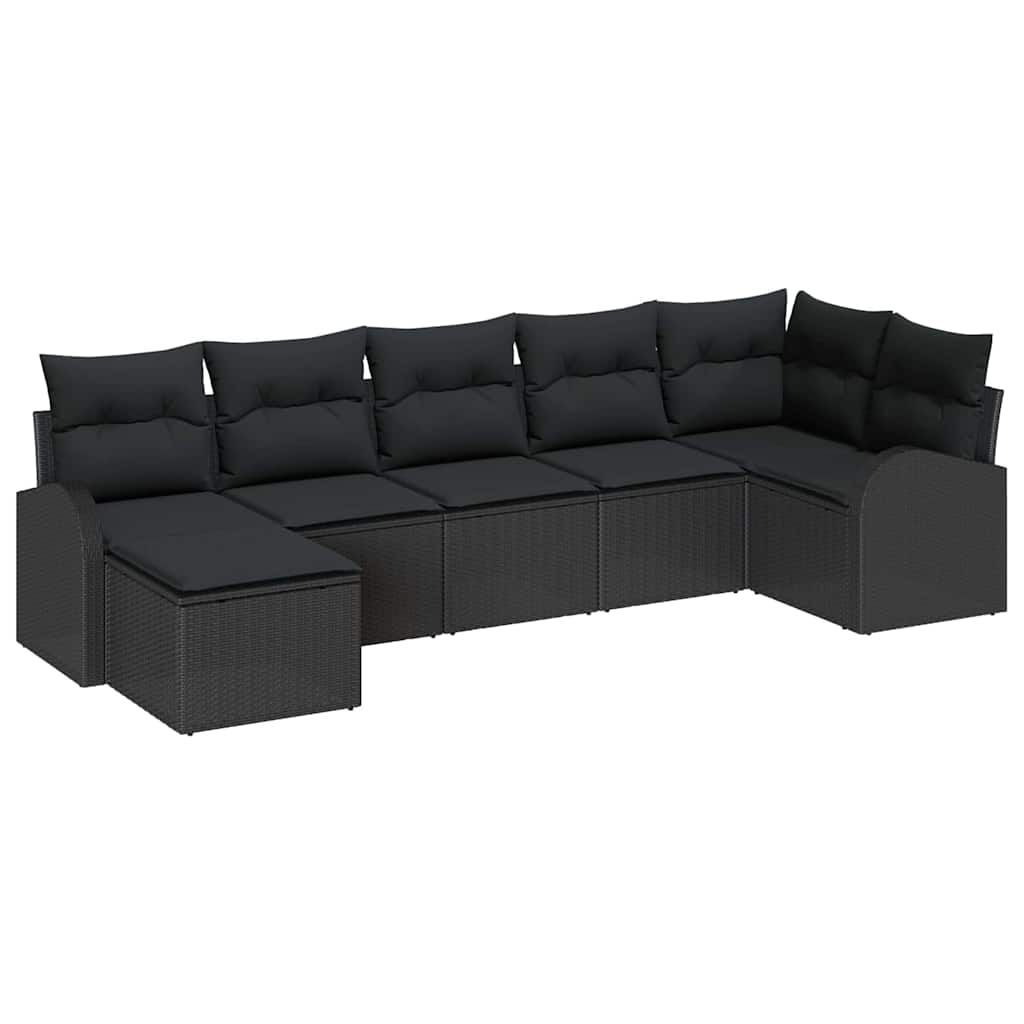 Set sofe s jastukom s pohranom 7 pcs Crna poliratan