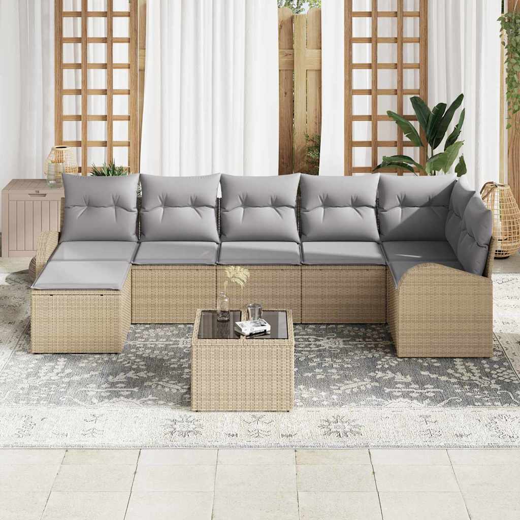 Set sofe s jastukom s pohranom 8 pcs Bež poliratan