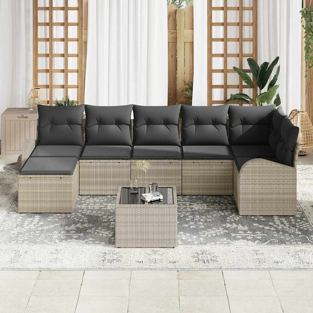 Set sofe s jastukom s pohranom 8 pcs Svijetlo siva poliratan