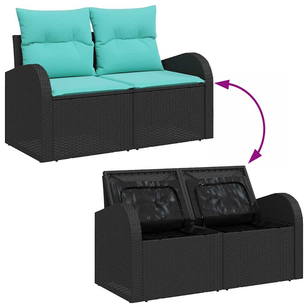 Set sofe s jastukom s pohranom 8 pcs Crna i Tirkizna poliratan