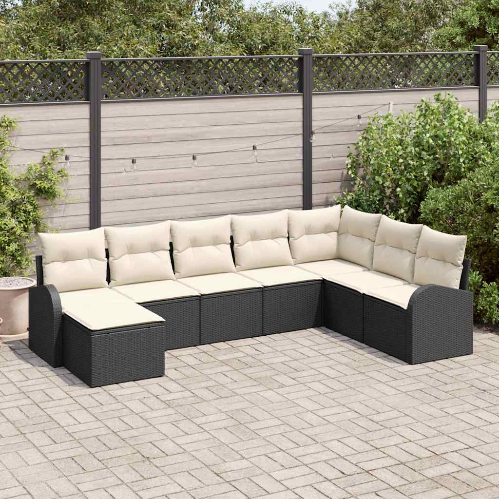 Set sofe s jastukom s pohranom 8 pcs Crna i bijela poliratan