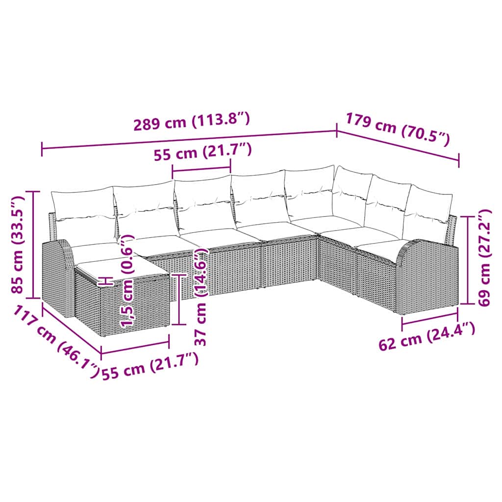 Set sofe s jastukom s pohranom 8 pcs Bež i Bijela poliratan