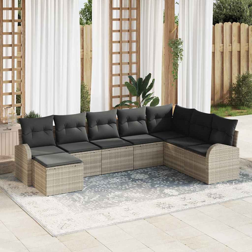 Set sofe s jastukom s pohranom 8 pcs Svijetlo siva poliratan
