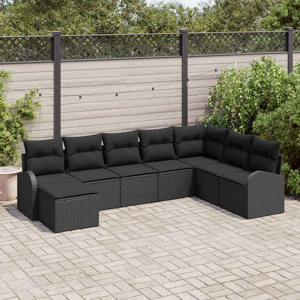 Set sofe 8 kom. Crna poliratan 289 x 179 x 85 cm