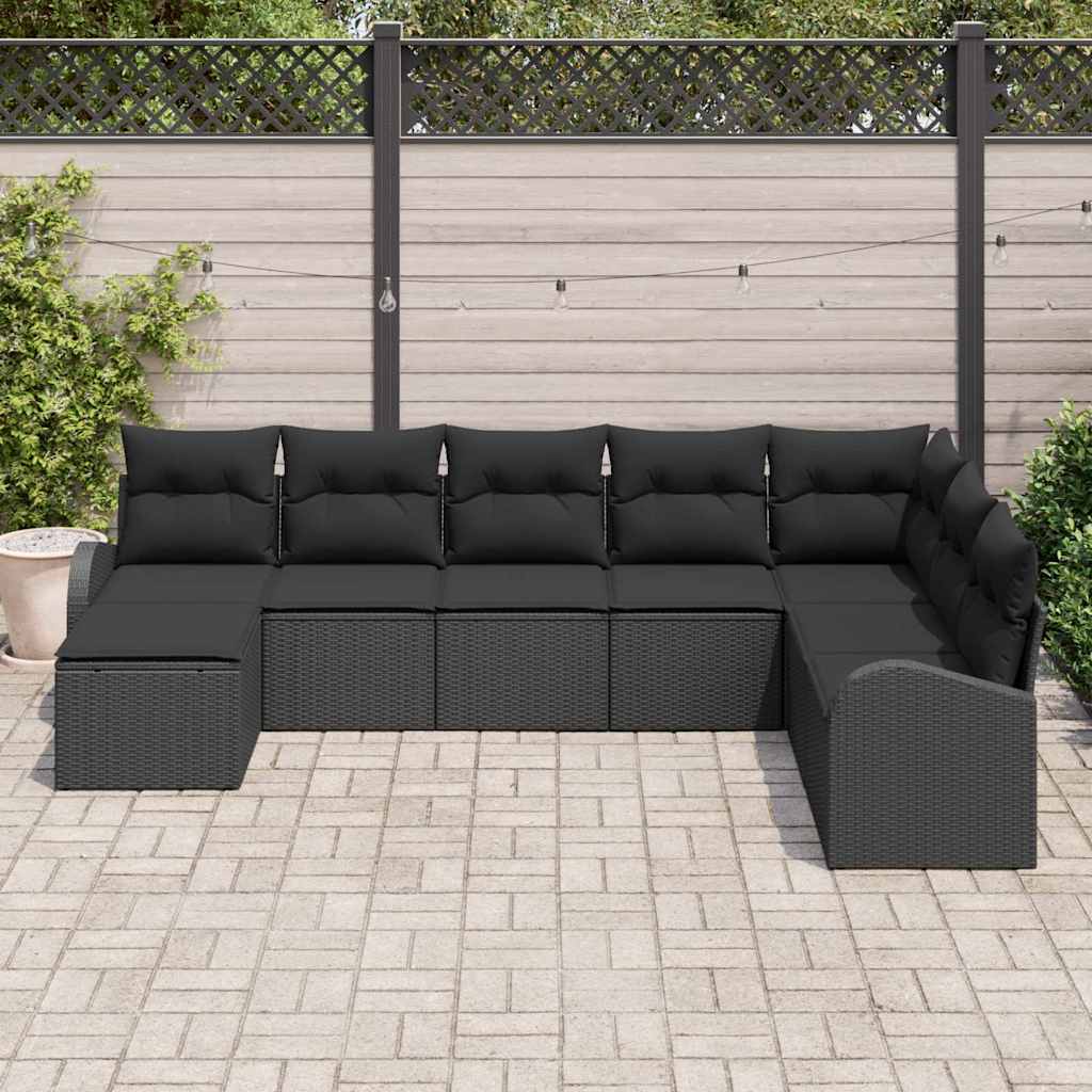 Set sofe 8 kom. Crna poliratan 289 x 179 x 85 cm