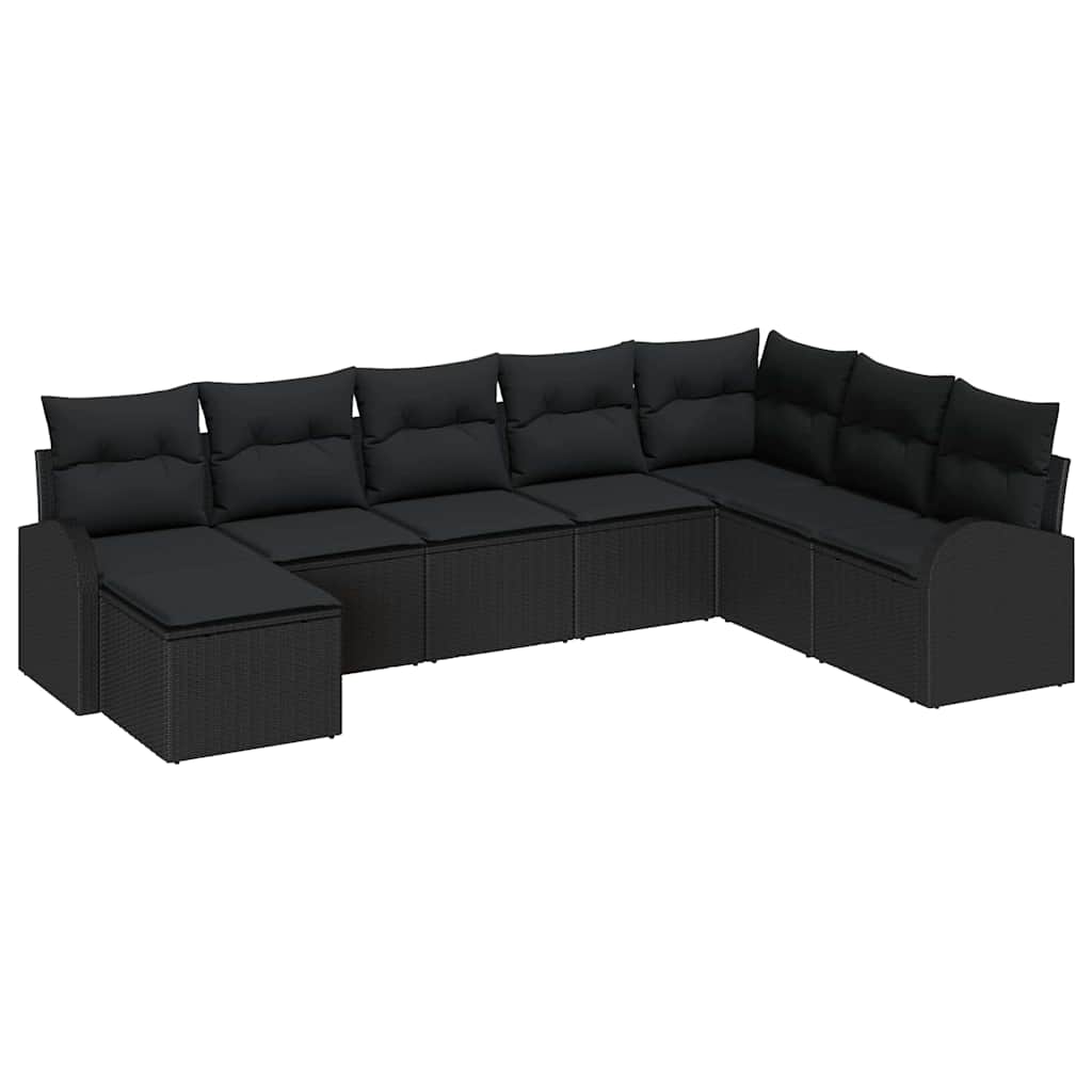 Set sofe 8 kom. Crna poliratan 289 x 179 x 85 cm