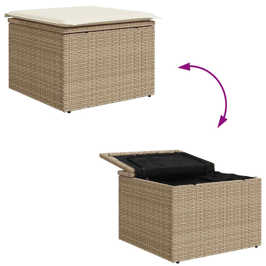 Set sofe s jastukom s pohranom 9 pcs Bež i Bijela poliratan