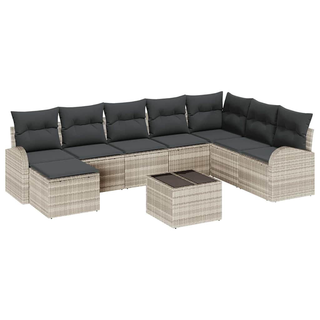 Set sofe s jastukom s pohranom 9 pcs Svijetlo siva poliratan