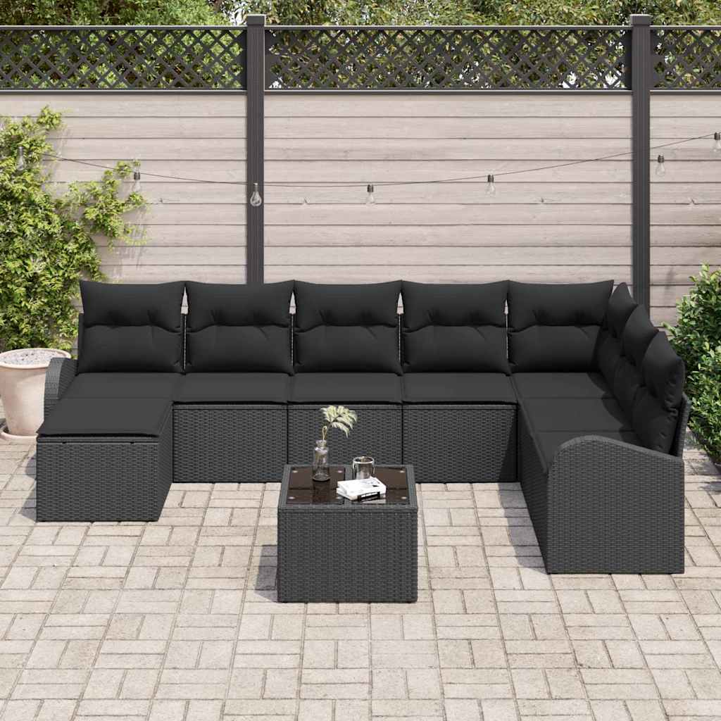 Set sofe s jastukom s pohranom 9 pcs Crna poliratan