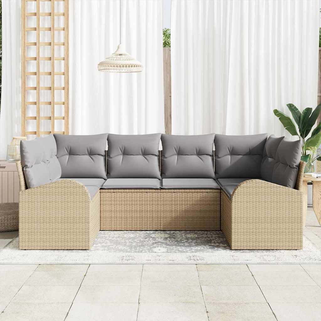 Sjedeća garnitura za vrt 6 kom. Bež i svijetlo siva poliratan 234 x 124 x 85 cm