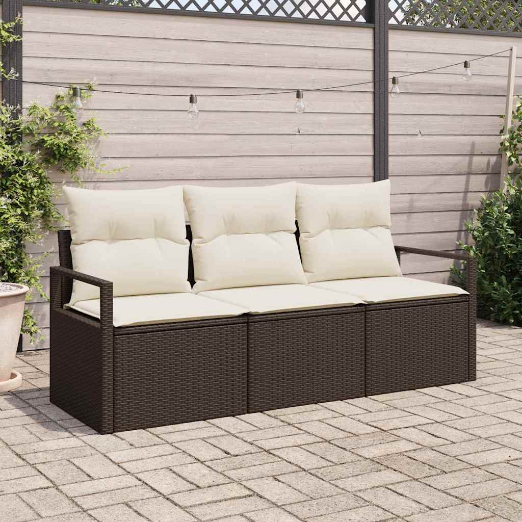 Sjedeća garnitura za vrt 3 pcs Smeđa i bijela poliratan