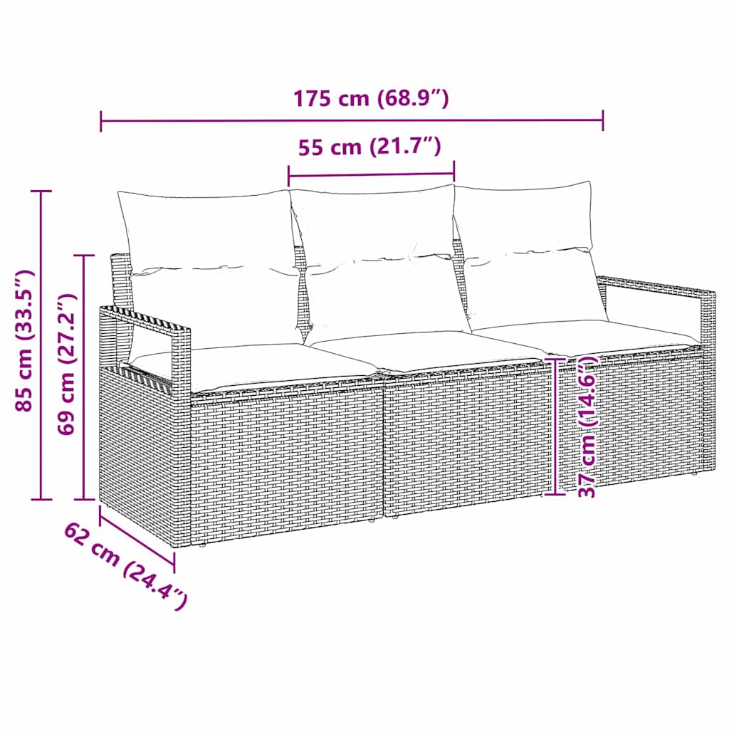 Sjedeća garnitura za vrt 3 pcs Bež i Bijela poliratan