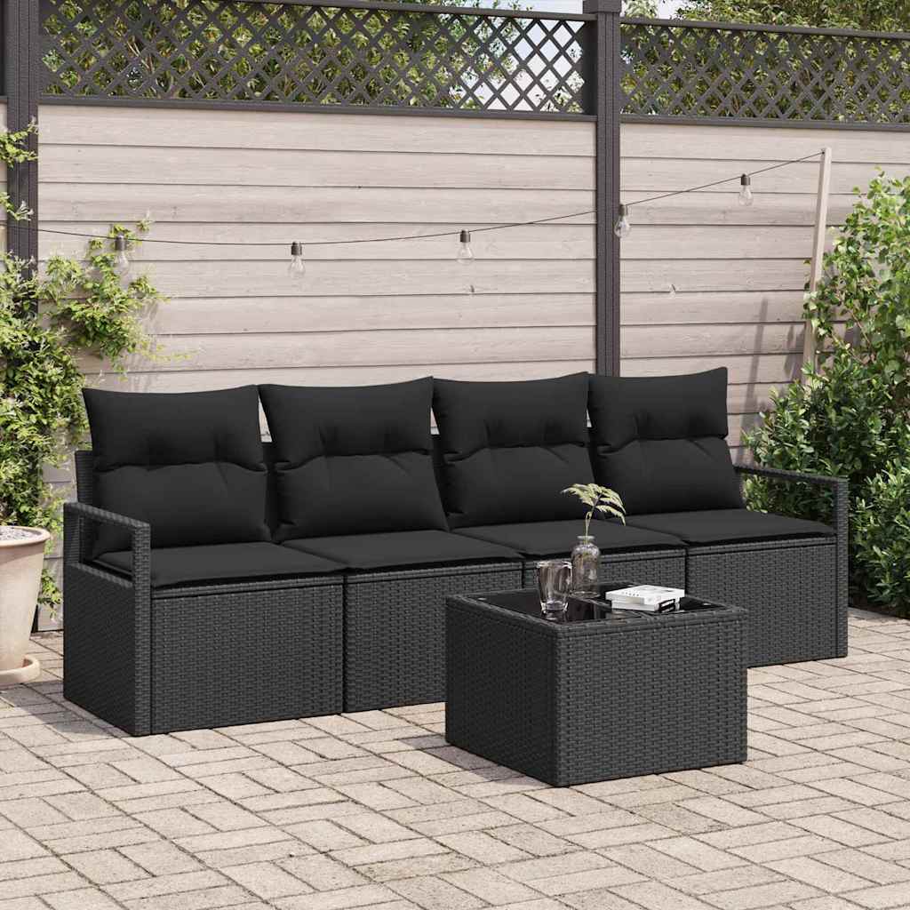 Set sofe s jastukom s pohranom 5 pcs Crna poliratan